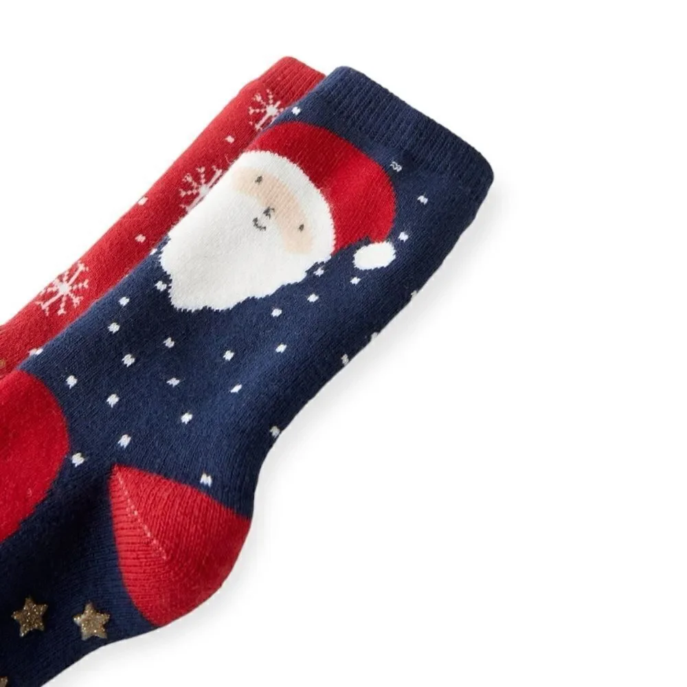 ZARA Kids | Red/Navy | TWO-PACK OF SANTA AND REINDEER SOCKS